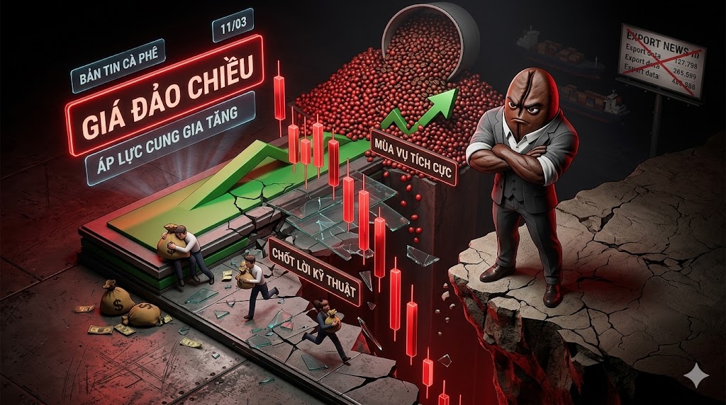 Giá cà phê đảo chiều lao dốc: Áp lực chốt lời kỹ thuật và triển vọng mùa vụ tích cực lấn át dữ liệu xuất khẩu suy yếu